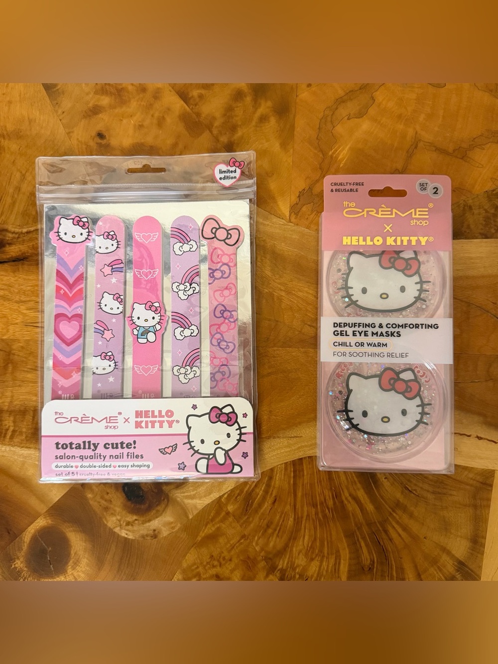 The Creme Shop Hello Kitty Pink Kawaii Cute Nail Files Reusable Eye Pad Lot